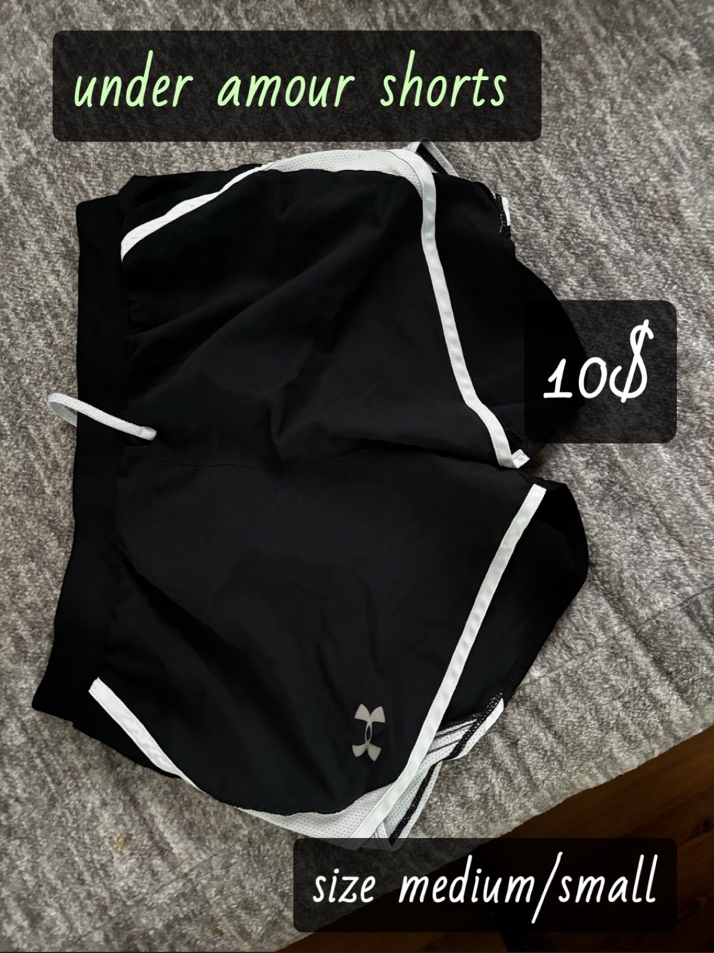 Under Armour Black Athletic Shorts with White Trim